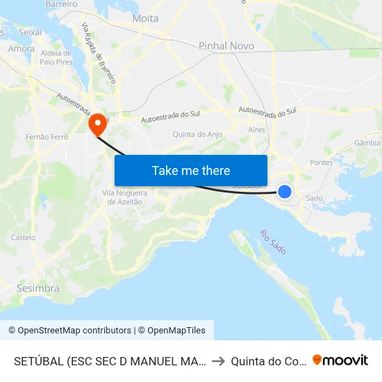 SETÚBAL (ESC SEC D MANUEL MARTINS) to Quinta do Conde map
