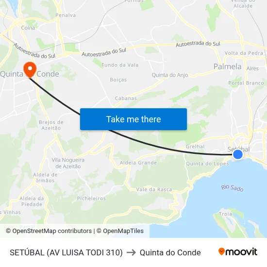 SETÚBAL (AV LUISA TODI 310) to Quinta do Conde map