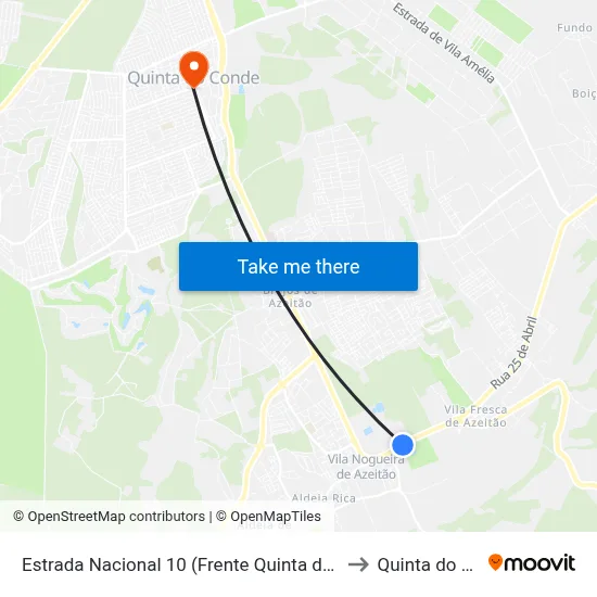 Estrada Nacional 10 (Frente Quinta da Bassaqueira) to Quinta do Conde map