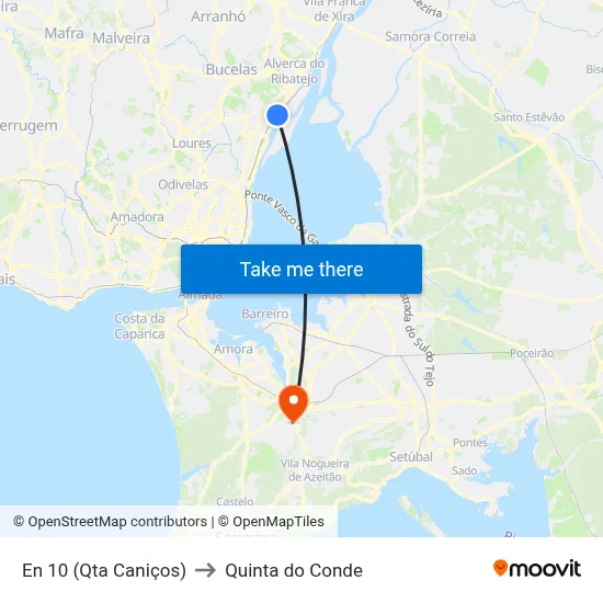 En 10 (Qta Caniços) to Quinta do Conde map