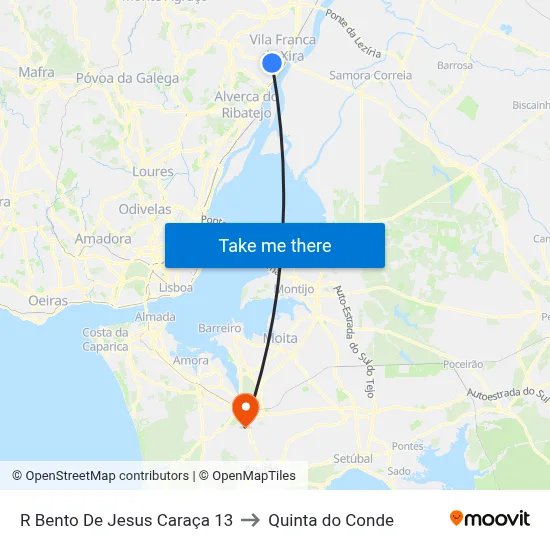 R Bento De Jesus Caraça 13 to Quinta do Conde map