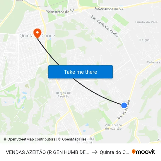 VENDAS AZEITÃO (R GEN HUMB DELGADO 35) to Quinta do Conde map