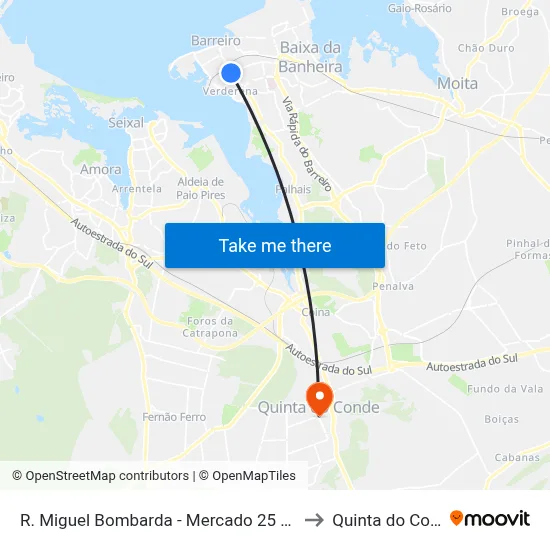 R. Miguel Bombarda - Mercado 25 de Abril to Quinta do Conde map