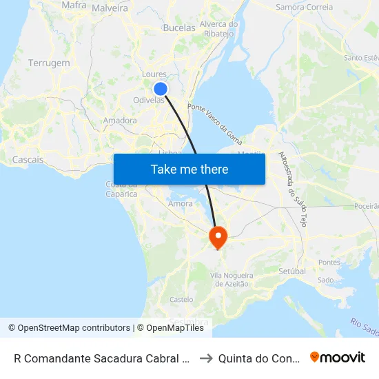 R Comandante Sacadura Cabral 49 to Quinta do Conde map