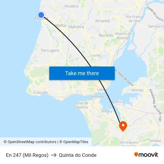 En 247 (Mil Regos) to Quinta do Conde map
