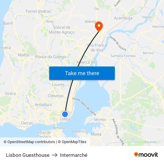 Lisbon Guesthouse to Intermarché map