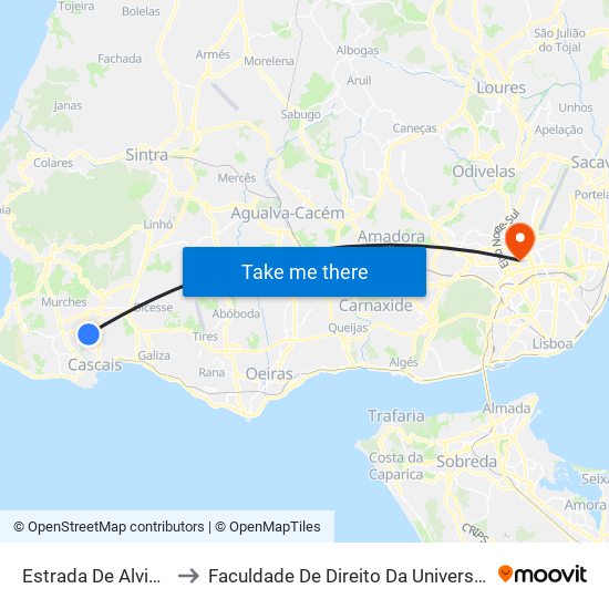 Estrada De Alvide - Largo to Faculdade De Direito Da Universidade De Lisboa map