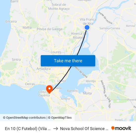 En 10 (C Futebol) (Vila Franca De Xira) to Nova School Of Science And Technology map