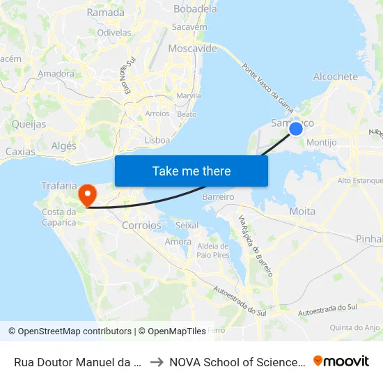 Rua Doutor Manuel da Cruz Junior 128 to NOVA School of Science and Technology map