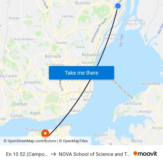 En 10 52 (Campo Ténis) to NOVA School of Science and Technology map