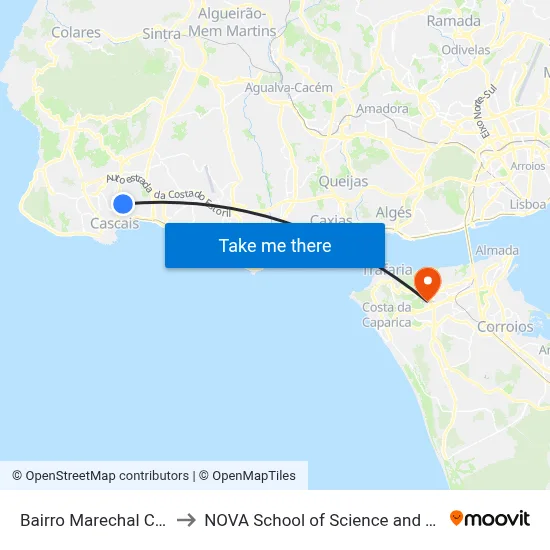 Bairro Marechal Carmona to NOVA School of Science and Technology map