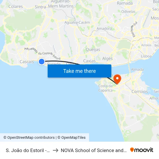 S. João do Estoril - Estação to NOVA School of Science and Technology map