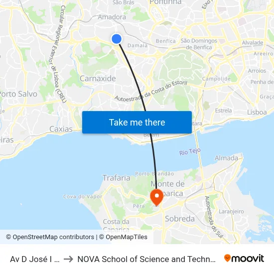 Av D José I 77 to NOVA School of Science and Technology map