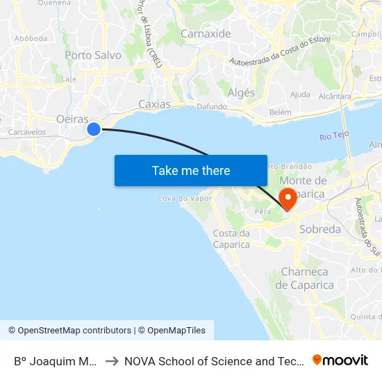 Bº Joaquim Matias to NOVA School of Science and Technology map