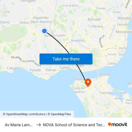Av Maria Lamas 29 to NOVA School of Science and Technology map