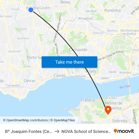 Bº Joaquim Fontes (Centro Comercial) to NOVA School of Science and Technology map