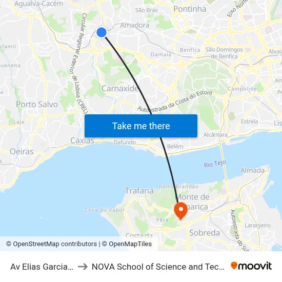 Av Elias Garcia 219 to NOVA School of Science and Technology map
