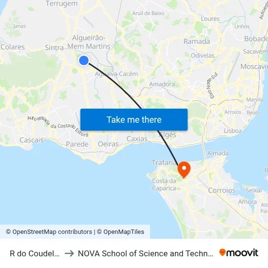 R do Coudel 24 to NOVA School of Science and Technology map