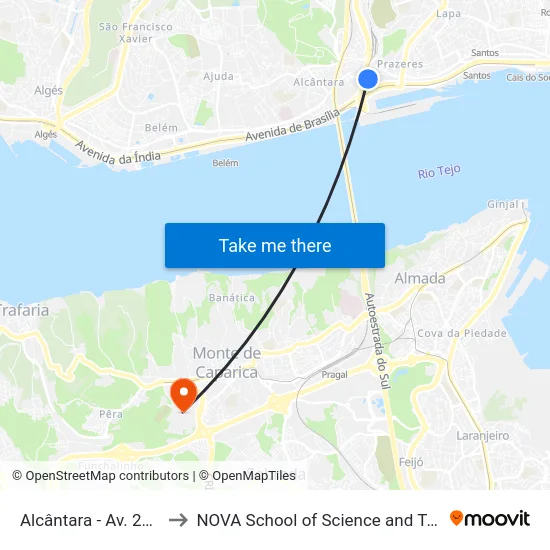 Alcântara - Av. 24 Julho to NOVA School of Science and Technology map