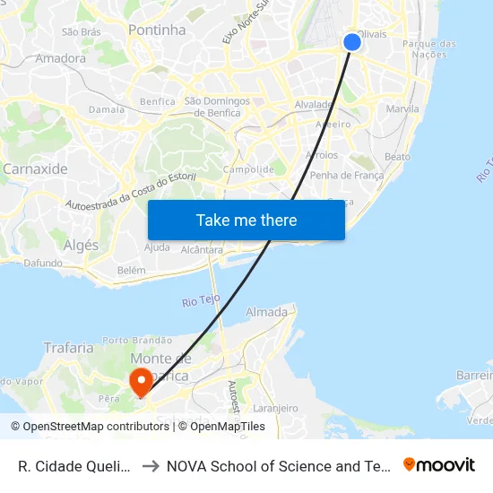 R. Cidade Quelimane to NOVA School of Science and Technology map