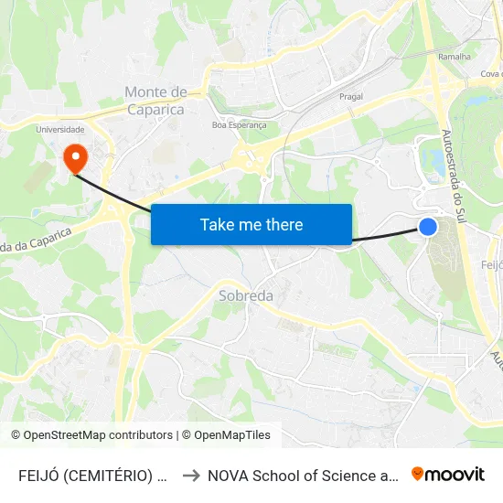FEIJÓ (CEMITÉRIO) EXTERNATO to NOVA School of Science and Technology map