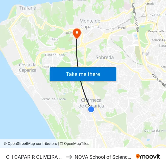 CH CAPAR R OLIVEIRA FEIJÃO (IGREJA) to NOVA School of Science and Technology map