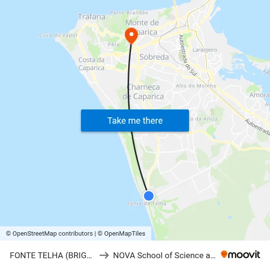 FONTE TELHA (BRIGADA FISCAL) to NOVA School of Science and Technology map