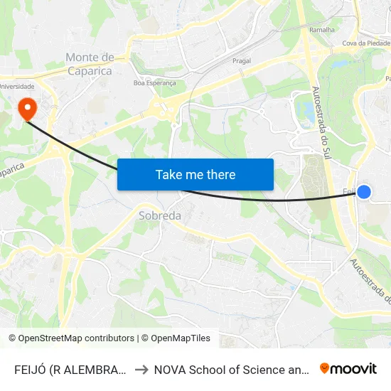 FEIJÓ (R ALEMBRANÇA 29C) to NOVA School of Science and Technology map