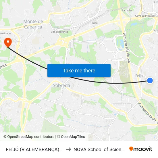 FEIJÓ (R ALEMBRANÇA) ESCOLA 2 3 CICLO to NOVA School of Science and Technology map