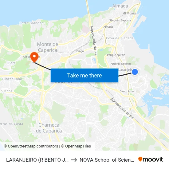 LARANJEIRO (R BENTO JESUS CARAÇA 33A) to NOVA School of Science and Technology map