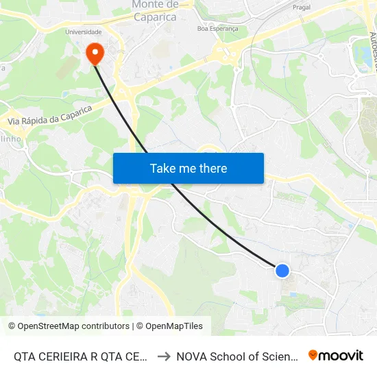 QTA CERIEIRA R QTA CERIEIRA 52 (ESCOLA) to NOVA School of Science and Technology map