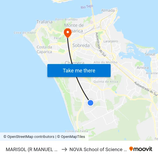 MARISOL (R MANUEL FEVEREIRO N5) to NOVA School of Science and Technology map