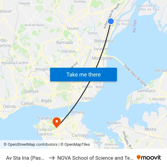 Av Sta Iria (Pass Sup) to NOVA School of Science and Technology map