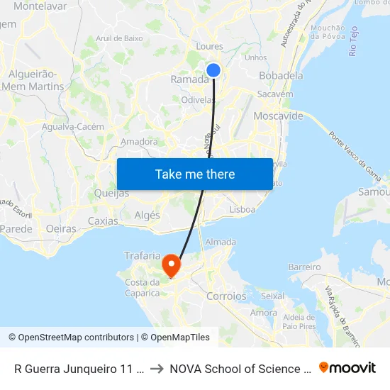 R Guerra Junqueiro 11 (Cidade Nova) to NOVA School of Science and Technology map