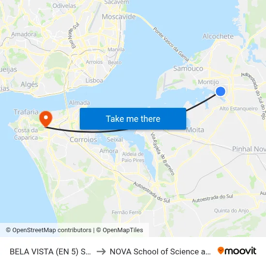 BELA VISTA (EN 5) SEMÁFOROS to NOVA School of Science and Technology map