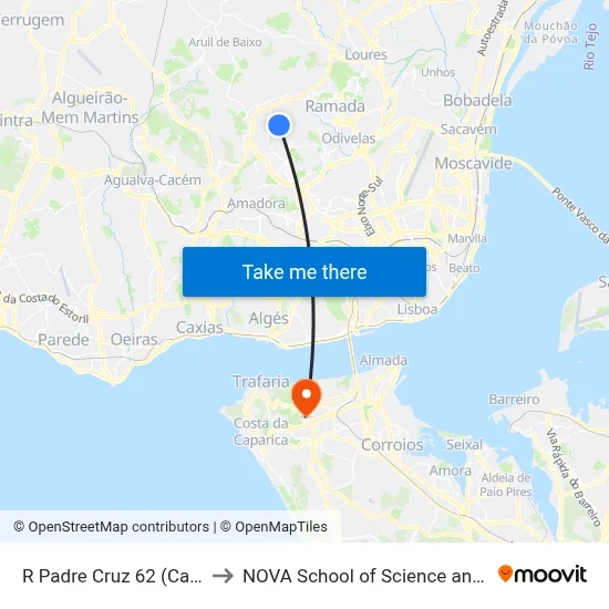 R Padre Cruz 62 (Casal Bispo) to NOVA School of Science and Technology map