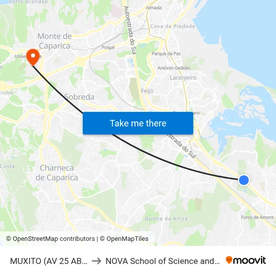 MUXITO (AV 25 ABRIL 547) to NOVA School of Science and Technology map