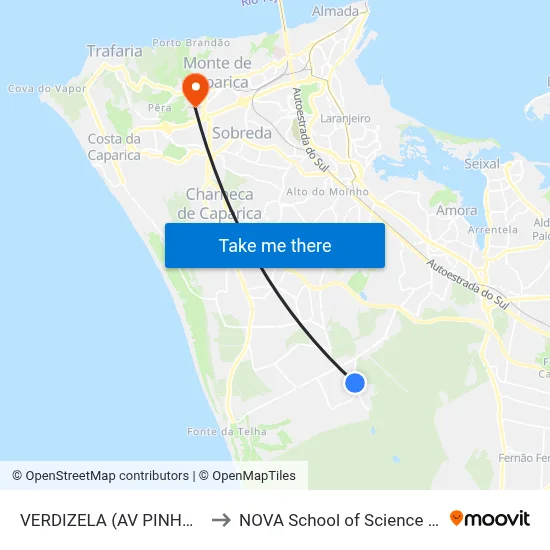 VERDIZELA (AV PINHAL CALDAS 11) to NOVA School of Science and Technology map