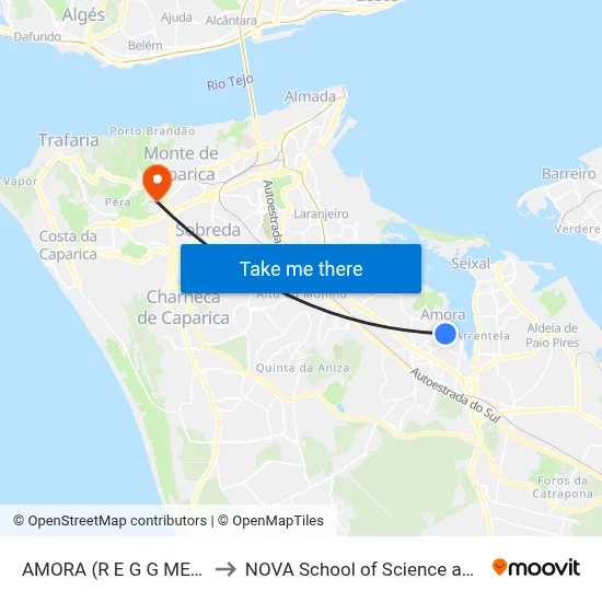 AMORA (R E G G MENDES N12) to NOVA School of Science and Technology map