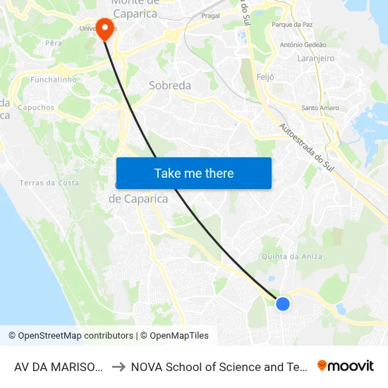 AV DA MARISOL 266 to NOVA School of Science and Technology map