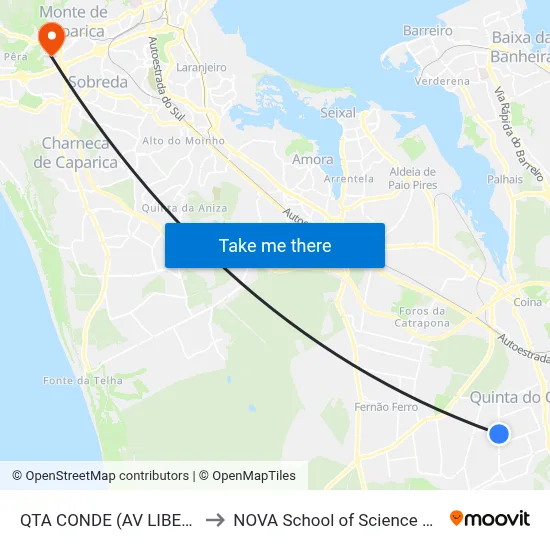 QTA CONDE (AV LIBERDADE 1229) to NOVA School of Science and Technology map
