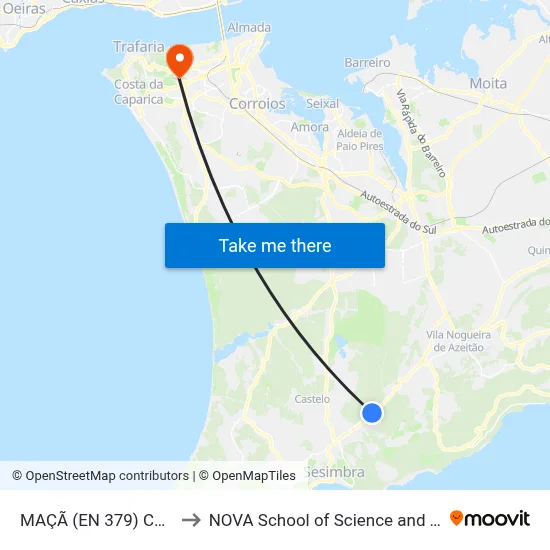 MAÇÃ (EN 379) CALHARIZ to NOVA School of Science and Technology map