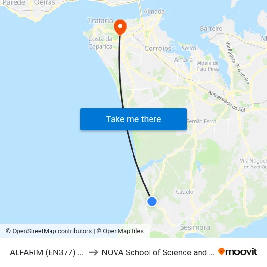 ALFARIM (EN377) CENTRO to NOVA School of Science and Technology map