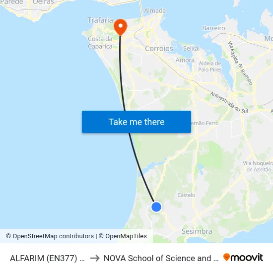 ALFARIM (EN377) ESCOLA to NOVA School of Science and Technology map