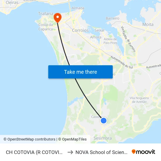 CH COTOVIA (R COTOVIA 2 (X) R S ANDREA) to NOVA School of Science and Technology map