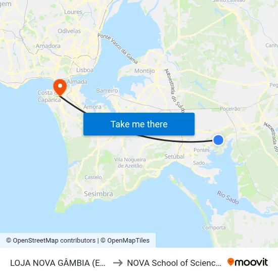 LOJA NOVA GÂMBIA (EN 10 X R GÂMBIA) to NOVA School of Science and Technology map