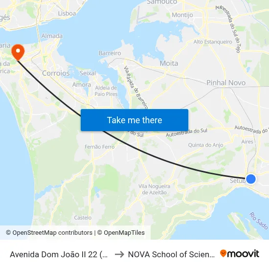 Avenida Dom João II 22 (Frente Escola Básica) to NOVA School of Science and Technology map