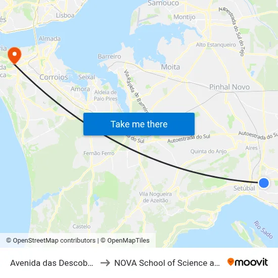 Avenida das Descobertas Lote 9 to NOVA School of Science and Technology map