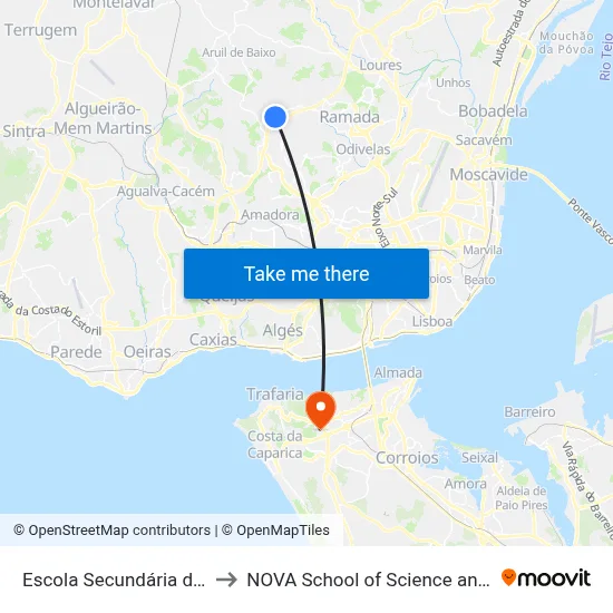 Escola Secundária de Caneças to NOVA School of Science and Technology map