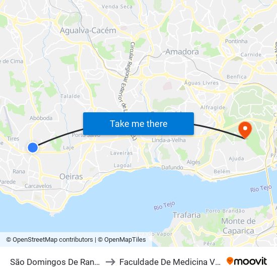 São Domingos De Rana (Brisa) to Faculdade De Medicina Veterinária map